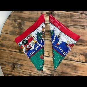 New Christmas Bandana Handkerchief Hanky Colorfast All Cotton Paris USA Set Of 2